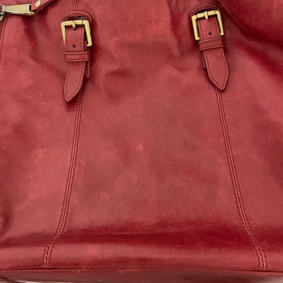 HOBO Womens Cabot Cardinal Red Leather Tote Bag - Picture 8 of 16